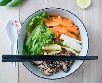 Vegan miso soup with ramen noodles