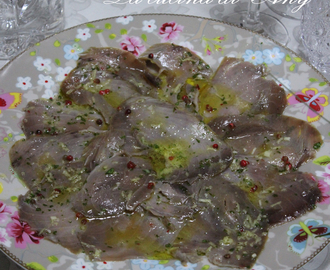 Carpaccio di tonno affumicato marinato allo zenzero - Carpaccio de ton afumat marinat cu ghimbir