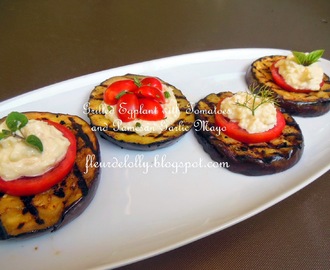 Tapas Thursday - Grilled Eggplant with Tomatoes and Parmesan Garlic Mayonnaise