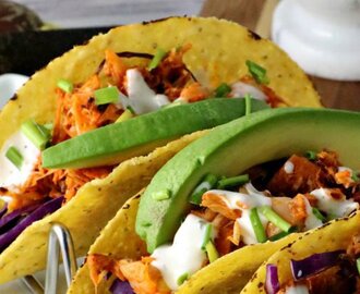 Buffalo Jackfruit Tacos [Vegan]