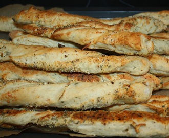 Blue Cheese, Parmesan and Green Olive Bread Sticks