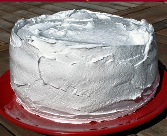 My Birthday Cake - Vanilla and Strawberry Layer Cake with Lemon Curd and Italian Meringue