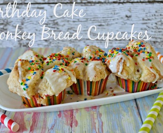 Birthday Cake Monkey Bread Cupcakes #recipe