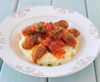 CURRIED LAMB BANGERS AND MASH