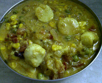 Colocasia with Green Pea & Corn, The Indian Way