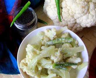Cauliflower posto recipe - Cauliflower in poppy seed, mustard seeds gravy - fulkopi Posto recipe - Side dish for rice, roti, Chapathi, paratha recipes