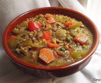 Potaje de lentejas con arroz y verduras