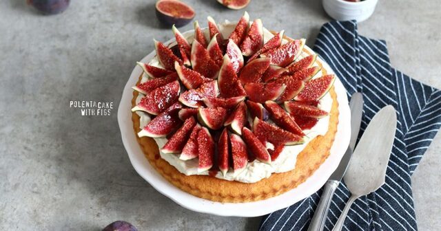 Polenta Cake with Mascarpone Cream and Fresh Figs