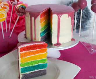 Dripping Rainbow Cake – Regenbogenkuchen mit Trendglasur