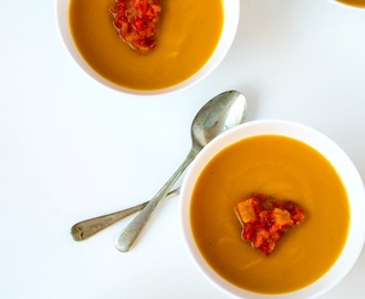 Pumpkin Soup with Roasted Pepper Salsa