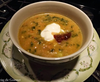 Sweet Potato Soup with Creamed Spinach
