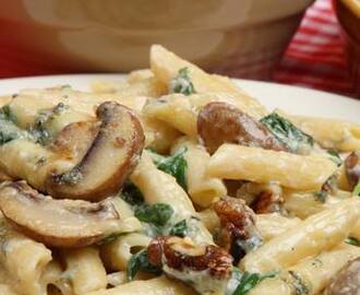 Pasta Recipe: Creamy Penne Florentine With Mushrooms And Spinach
