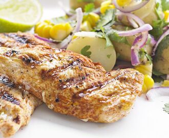 Smoked Chicken with Corn / Potato Salad Recipe