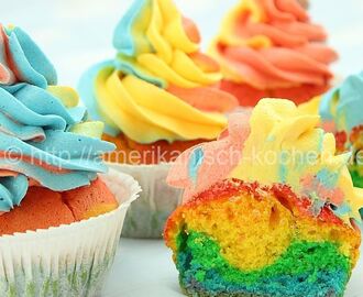 Rainbow Cupcakes & Rainbow Swirl Buttercream Frosting