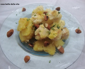 Bocconcini di merluzzo con patate e mandorle croccanti
