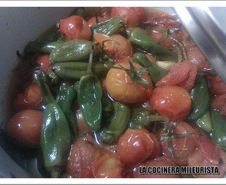 Tomates Cherry y Pimientos del Padrón Confitados con Hierbas Provenzales