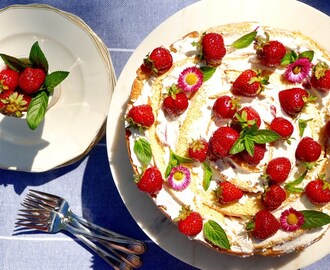 Gâteau roulé aux fraises et à la crème