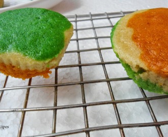 Tricolour Cupcakes- Eggless and Microwaved | Independence Day special