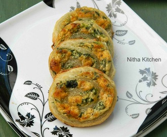 Spinach Cheese Swirls Using Homemade Puff Pastry | Savory Pastry Pin Wheels