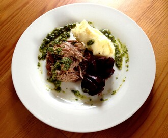6-hour Confit Shoulder of Lamb with Salsa Verde and Roasted Rosemary Beets