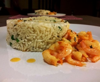 Krevetky na másle s rýží / Buttered shrimps with rice