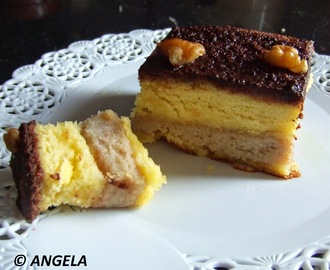 Orzechowiec z masą z kaszy manny - Sponge cake with semolina & nut custard -  Torta con crema di semola e noci
