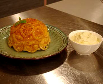 Lemon sponge puddings with chantilly cream