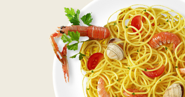 Spaghettini med musslor, havskräftor och räkor