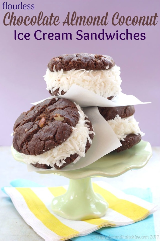 Flourless Chocolate Almond Coconut Ice Cream Sandwiches for #IceCreamWeek