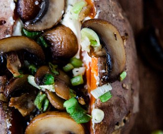 Gefüllte Süßkartoffel mit Pilzen – Süßkartoffelverknallt