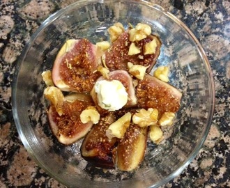 Bourbon Roasted Figs with Cream Cheese Dollop and Honey Drizzle