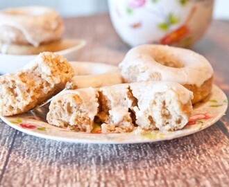 Baked Cinnamon Bun Donuts with Vanilla Cream Cheese Glaze