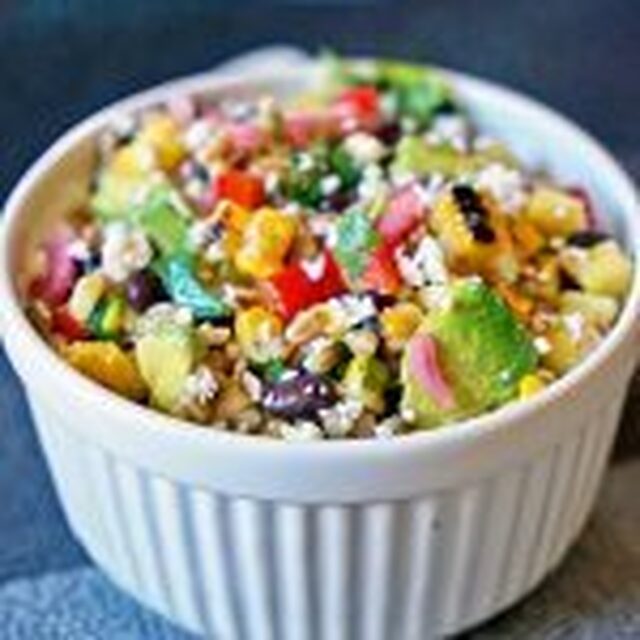 Farro Salad with Pineapple, Avocado and Black Beans