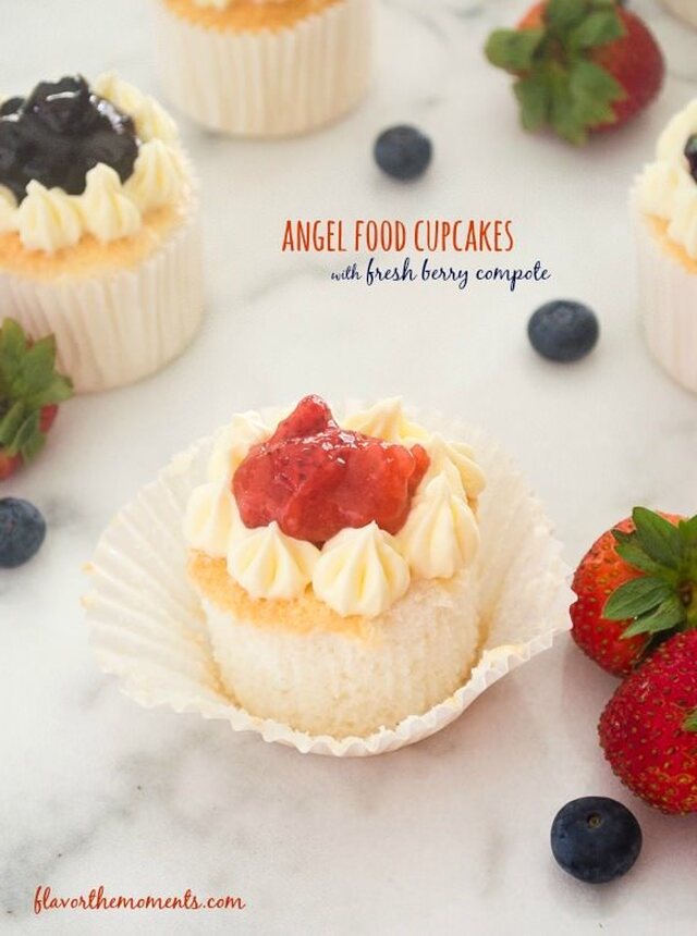 Angel Food Cupcakes with Fresh Berry Compote