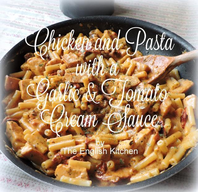 Chicken and Pasta in a Garlic and Tomato Cream Sauce