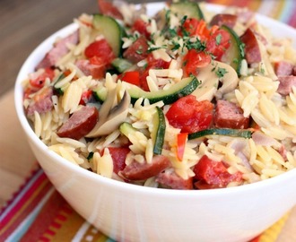 Creamy Orzo with Sausage and Vegetables
