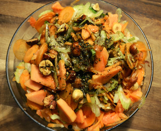 Stangensellerie Karotten Papaya Salat