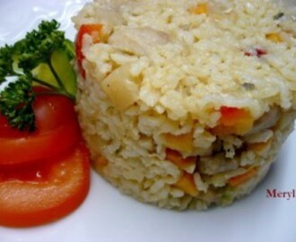 Dietní rizoto s kuřecím masem a čínskou zeleninou