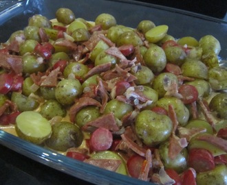 BABY POTATOES with HOTDOGS and HAM