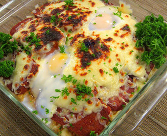 Cheesy Baked Luncheon Meat with Rice Recipe
