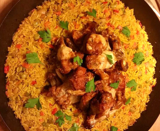 Marokkaanse rijst met groente en kip