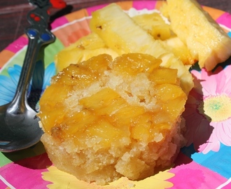 Microwave Eggless Pineapple Upside Down Cake Recipe
