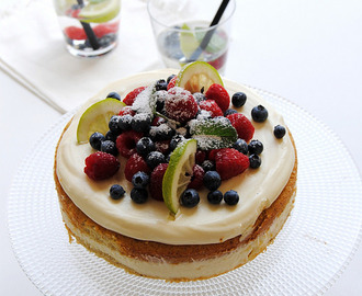 Hazelnut Cake with White Chocolate Frosting and Fruit
