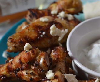 Greek Style Grilled Wings with Yogurt Dill Sauce #SundaySupper