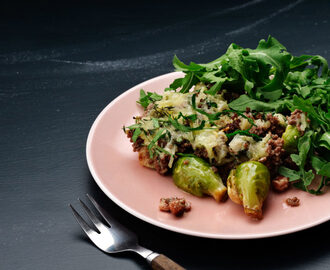 Brussels Sprouts and Hamburger Gratin