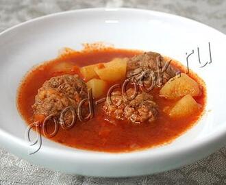 Хорошая кухня - томатный суп с фрикадельками. Кулинарная книга рецептов. Салаты, выпечка.