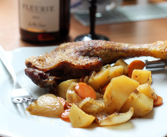 Crispy Duck Legs with Roasted Vegetables