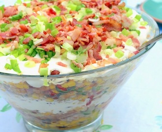 Cowboy Cornbread Trifle - A Savory BACON Side Dish! - 52 Church Potluck Side Dishes (And BBQ Side)