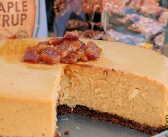 Maple Cheesecake with Candied Bacon and  Brownie Brittle ™ Salted Caramel Crust