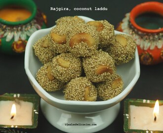 Rajgira, coconut and brown sugar laddu.